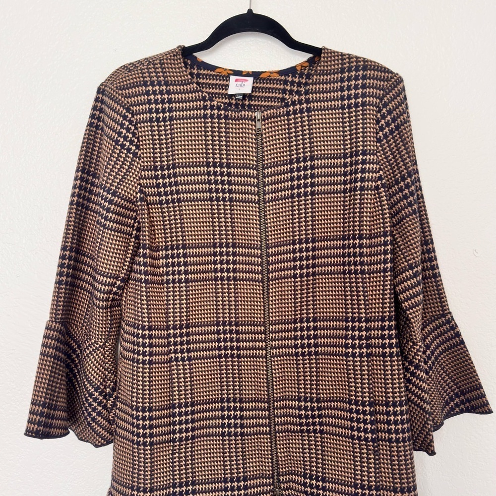 CAbi Brown Plaid Jacket with Flared Sleeves - Picture 3 of 7
